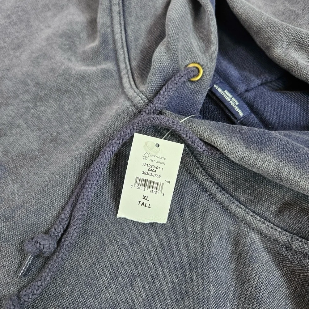 GAP Worldwide Logo Hoodie Acid Wash Navy Sweatshirt Dark Night Mens Size XL Tall - Picture 5 of 11